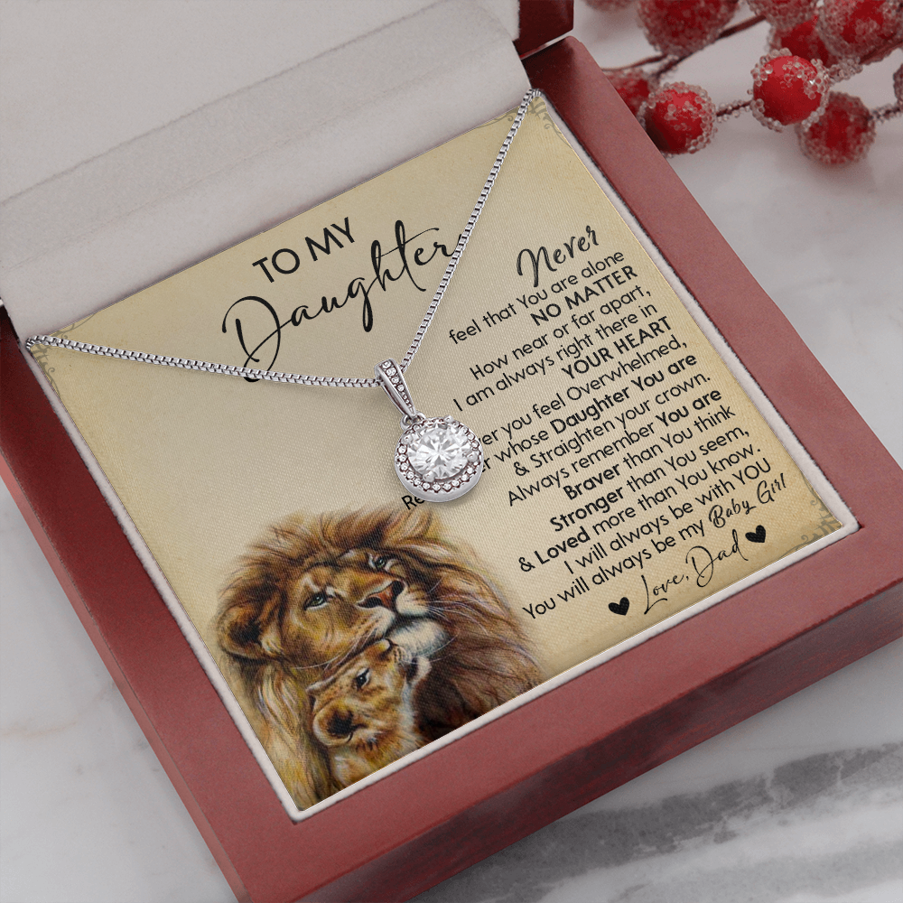 128E Necklace To My Daughter, Gift for Daughter, Birthday Gift, Lion Dad Necklace
