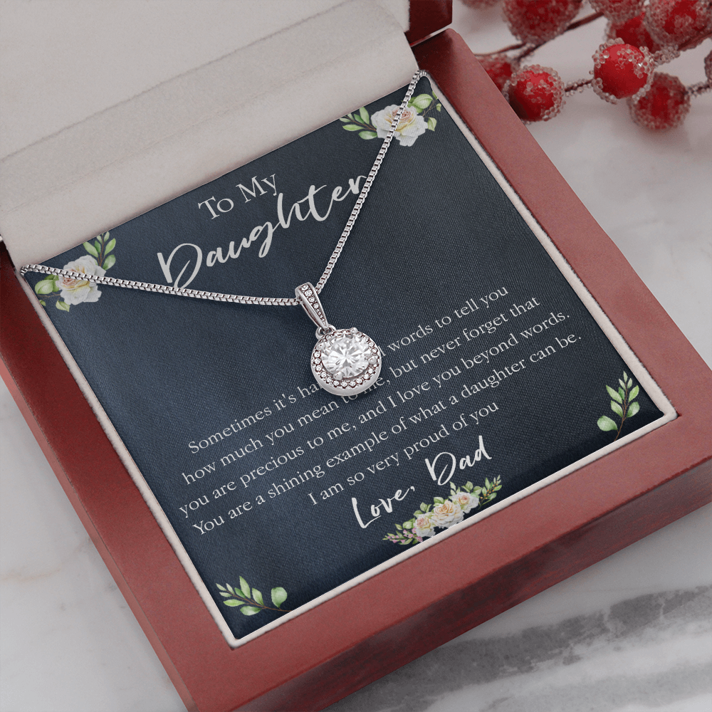 18E Necklace To My Daughter, Floral Necklace Gift for Daughter/Her, Gift From Dad
