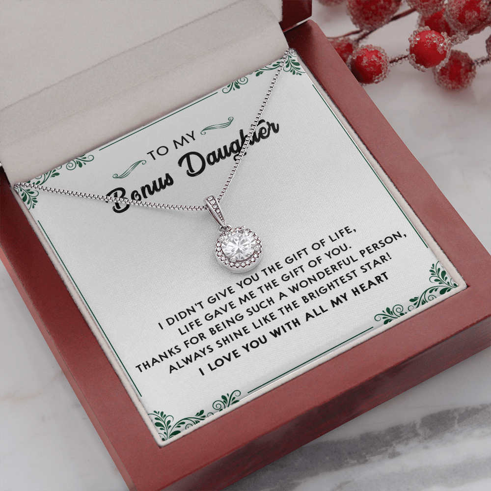 137E Perfect Gift for Bonus Daughter, Daughter Necklace, I Love You With All My Heart