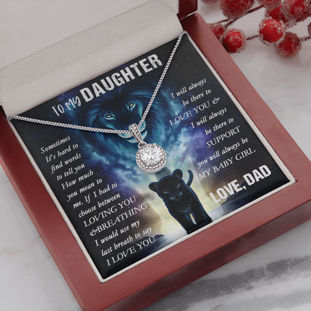 14E To my Lion Daughter Necklace, Lion Dad Gift for Daughter, My Baby Girl Necklace