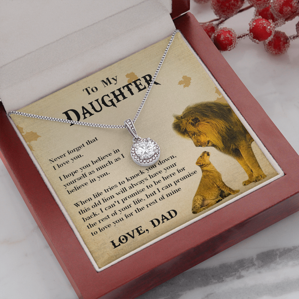 127E Necklace To My Daughter Lion, Daughter Birthday Gift, Lion Dad Necklace Gift