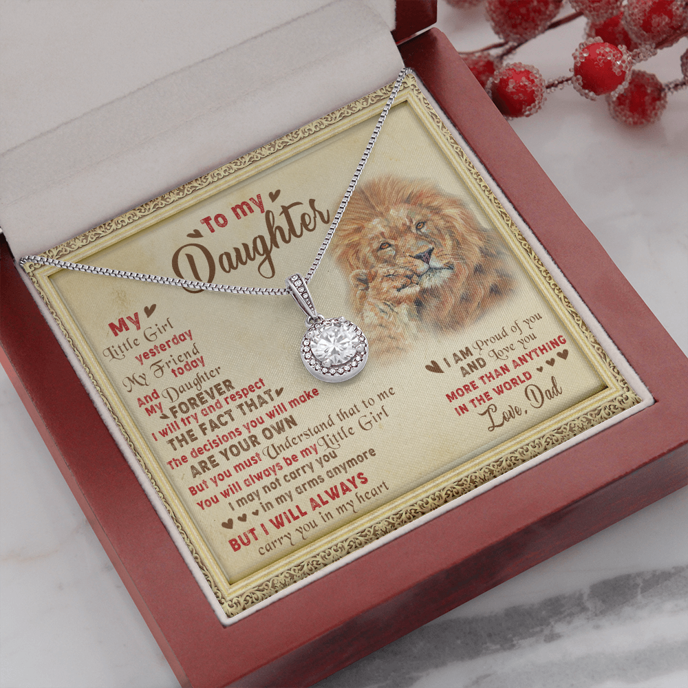 143E Necklace To My Daughter Lion, I Love Daughter Lion Dad Gift, Perfect Birth Gift