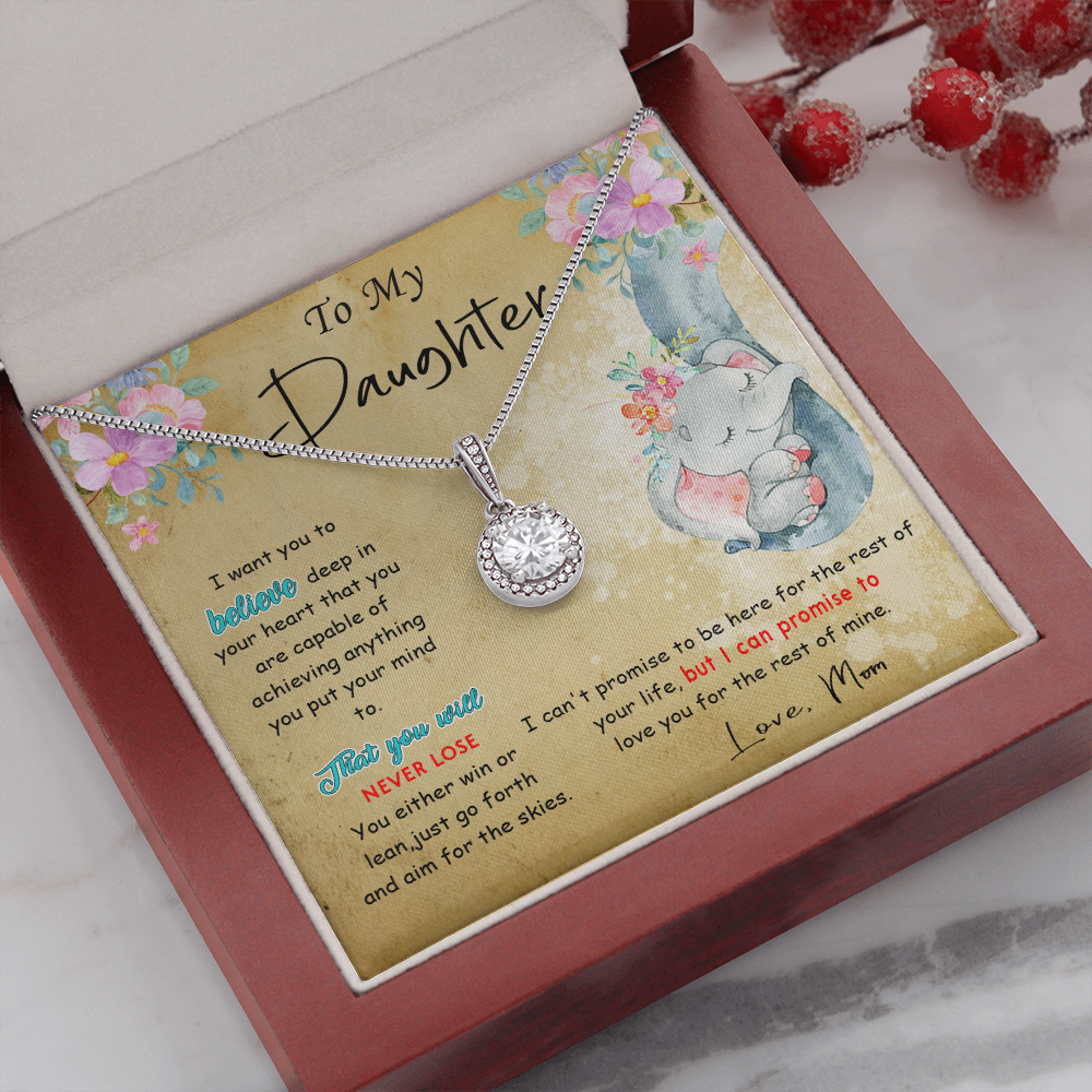 139E To My Daughter Necklace, Perfect Gift for Daughter From Elephant Mom, I Love You