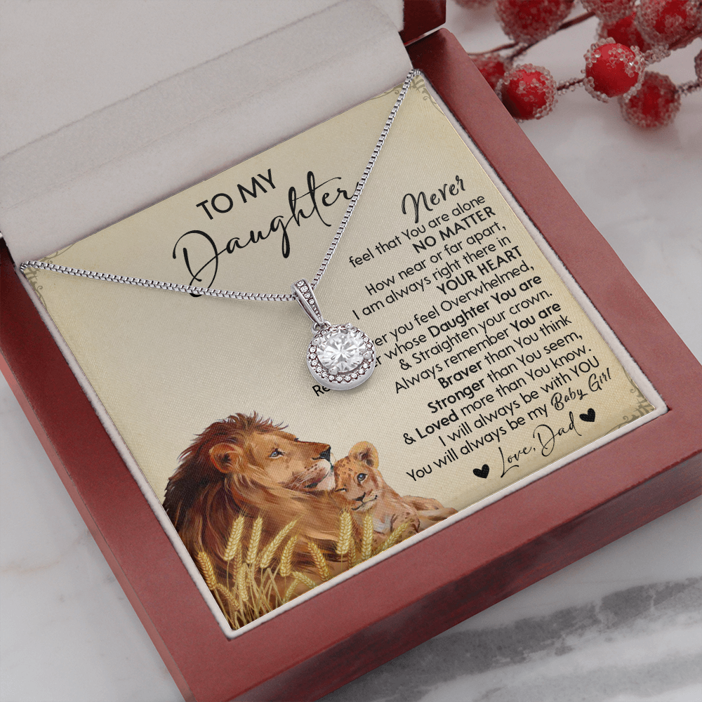 121E Necklace To My Daughter Gift From Lion Dad, You Are My Baby Girl, Birthday Gift