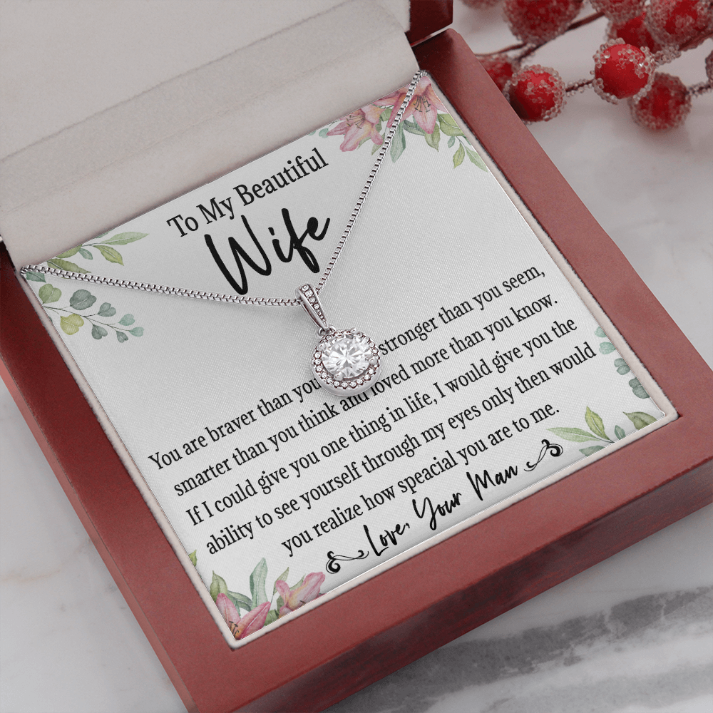 65E Love Gift To My Beautiful Wife, Women Necklace for Her, Birthday from Husband
