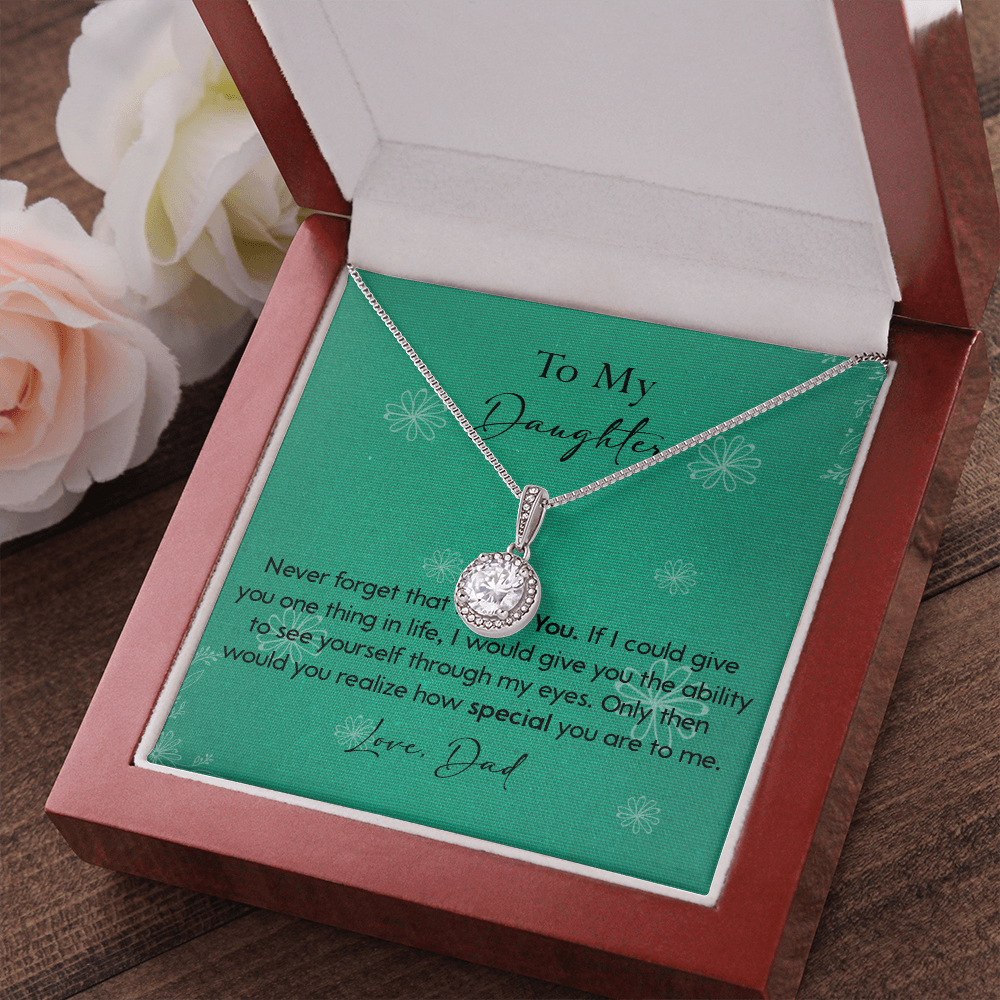 120E Necklace To My Daughter Gift From Dad, Never Forget That I LOVE YOU, Birth Gift