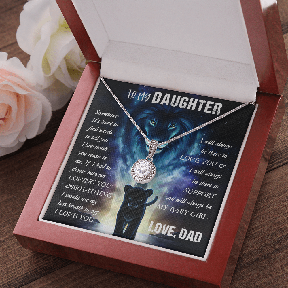 14E To my Lion Daughter Necklace, Lion Dad Gift for Daughter, My Baby Girl Necklace
