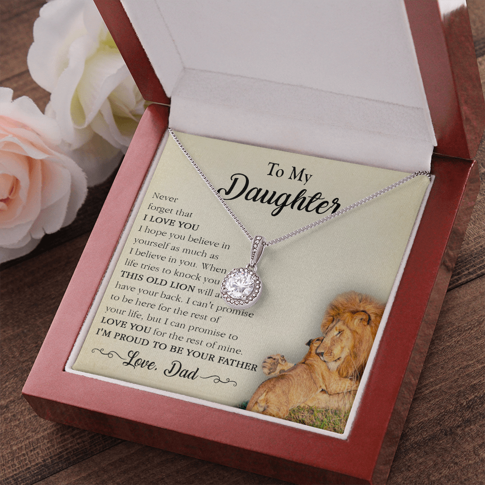 17E Necklace To My Lion Daughter, Necklace Gift for Daughter/Her, Gift From Lion Dad