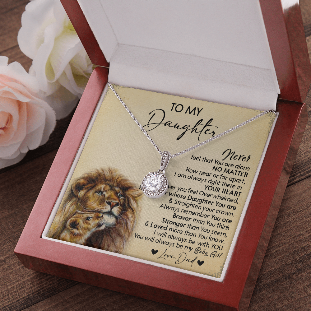 128E Necklace To My Daughter, Gift for Daughter, Birthday Gift, Lion Dad Necklace