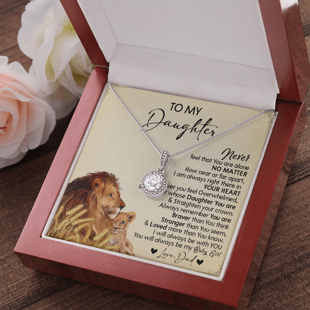 121E Necklace To My Daughter Gift From Lion Dad, You Are My Baby Girl, Birthday Gift