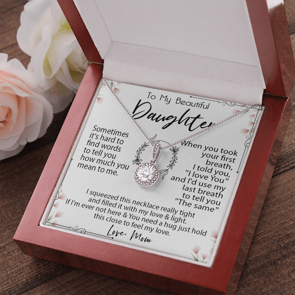 19E Necklace To My Beautiful Daughter, Necklace Gift for Daughter/Her From Mom