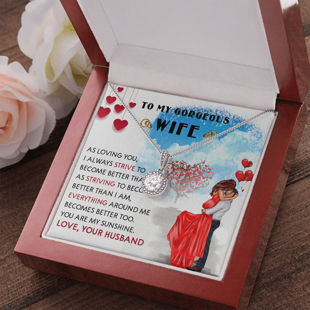 252E Necklace To My Gorgeous Wife, Love Gift for Her From Husband, Couple Necklace