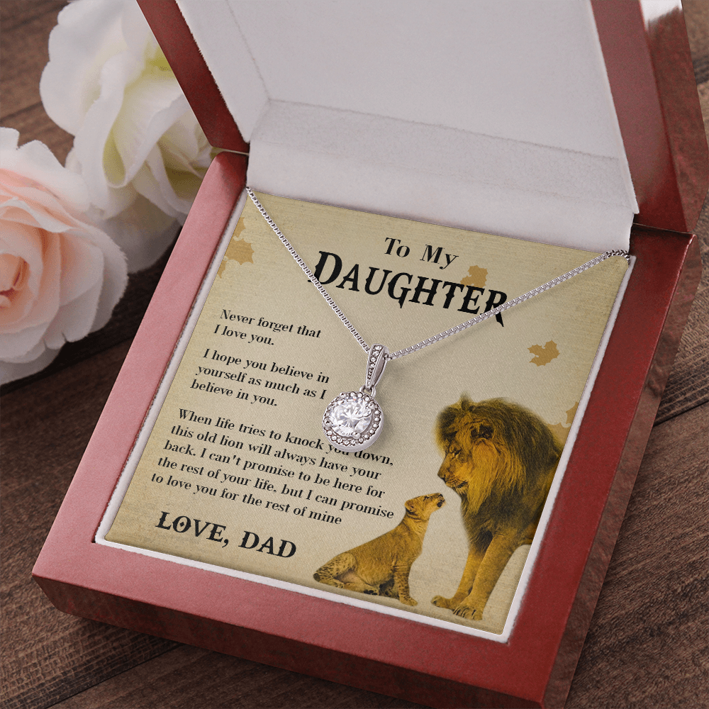 127E Necklace To My Daughter Lion, Daughter Birthday Gift, Lion Dad Necklace Gift