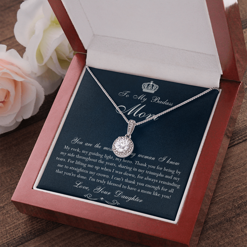142E Necklace To My Badass Mom, Amazing Woman Necklace, I Love Mom Gift From Daughter