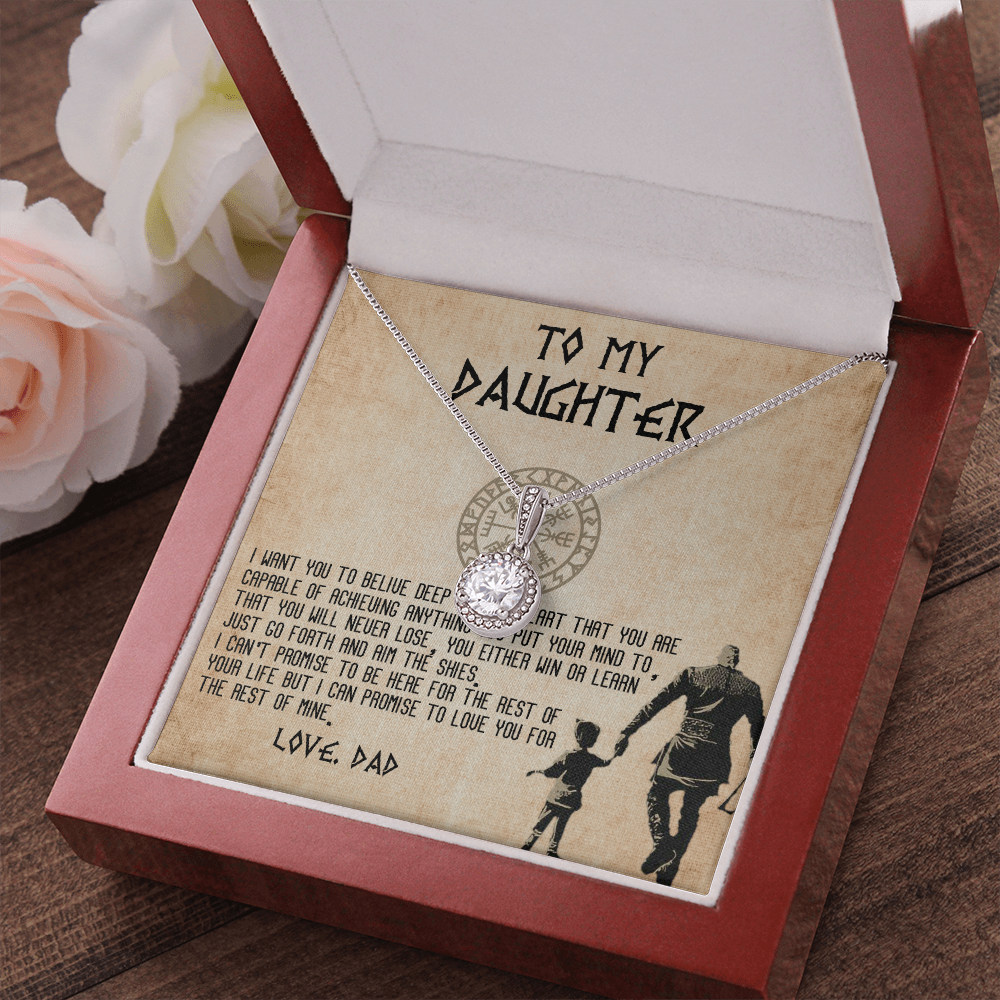 13E To my Daughter Necklace, Viking Dad Gift for Daughter, Daughter Birthday Gifts