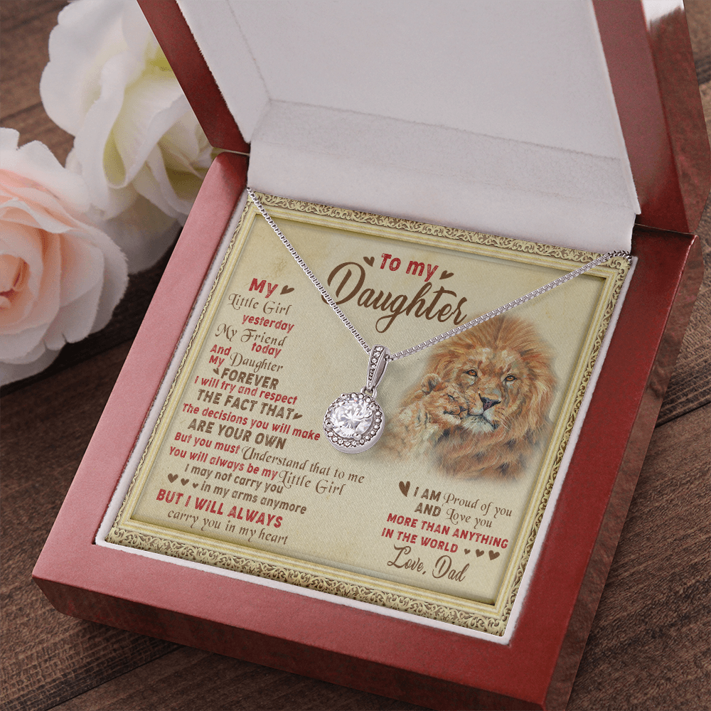 143E Necklace To My Daughter Lion, I Love Daughter Lion Dad Gift, Perfect Birth Gift