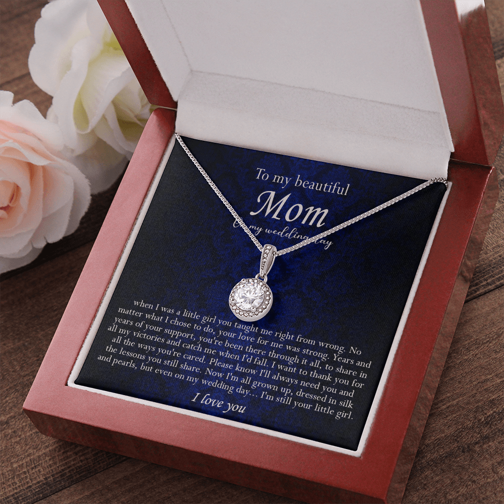 138E Necklace To My Beautiful Mom On My Wedding Day, I Love You Always Necklace Gift