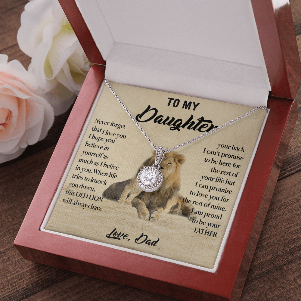 124E Necklace To My Daughter, Lion Daughter Birthday Gift from Lion Dad Necklace
