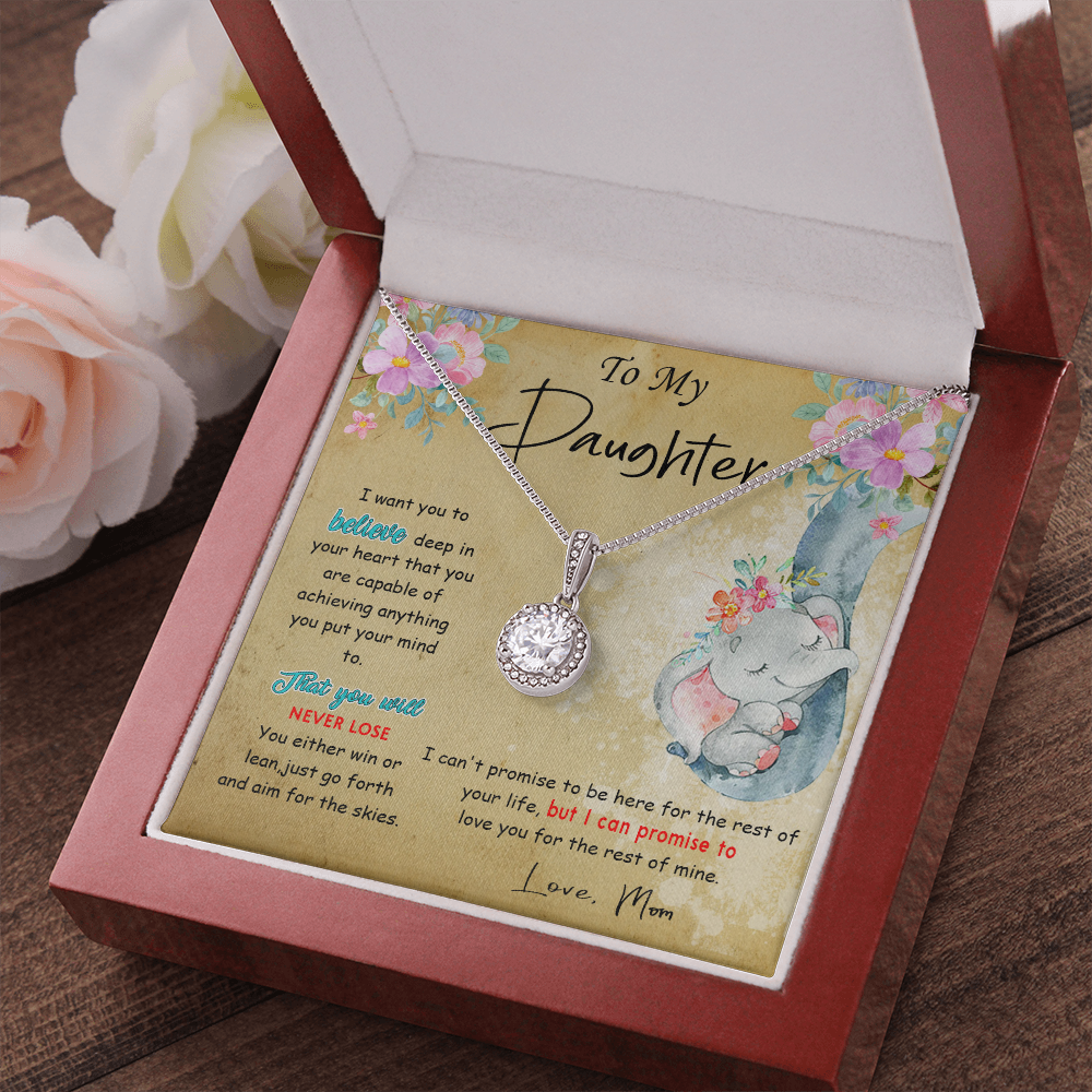 139E To My Daughter Necklace, Perfect Gift for Daughter From Elephant Mom, I Love You