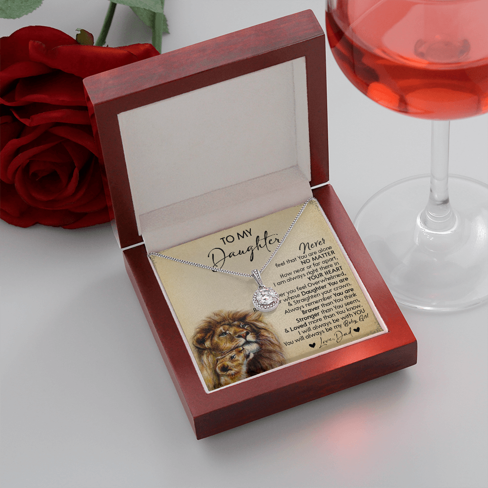 128E Necklace To My Daughter, Gift for Daughter, Birthday Gift, Lion Dad Necklace