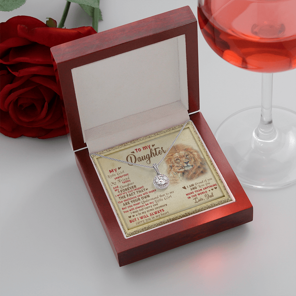143E Necklace To My Daughter Lion, I Love Daughter Lion Dad Gift, Perfect Birth Gift