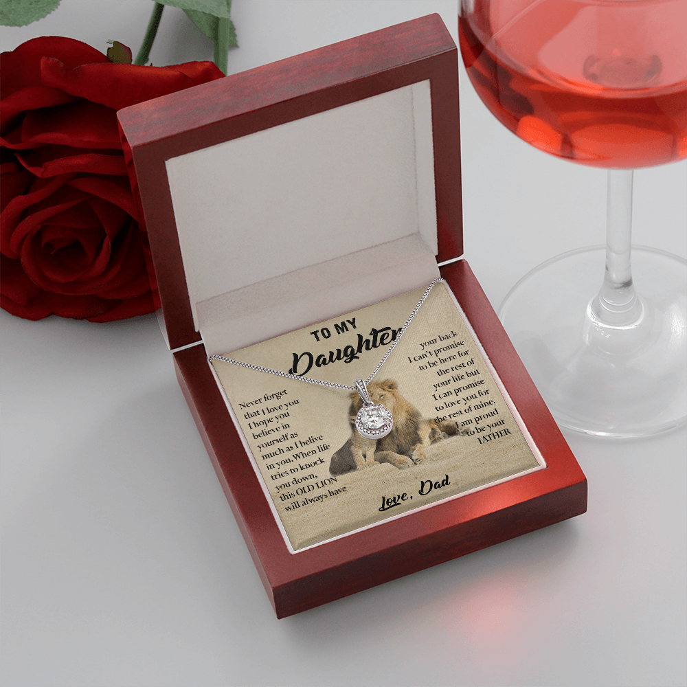 124E Necklace To My Daughter, Lion Daughter Birthday Gift from Lion Dad Necklace