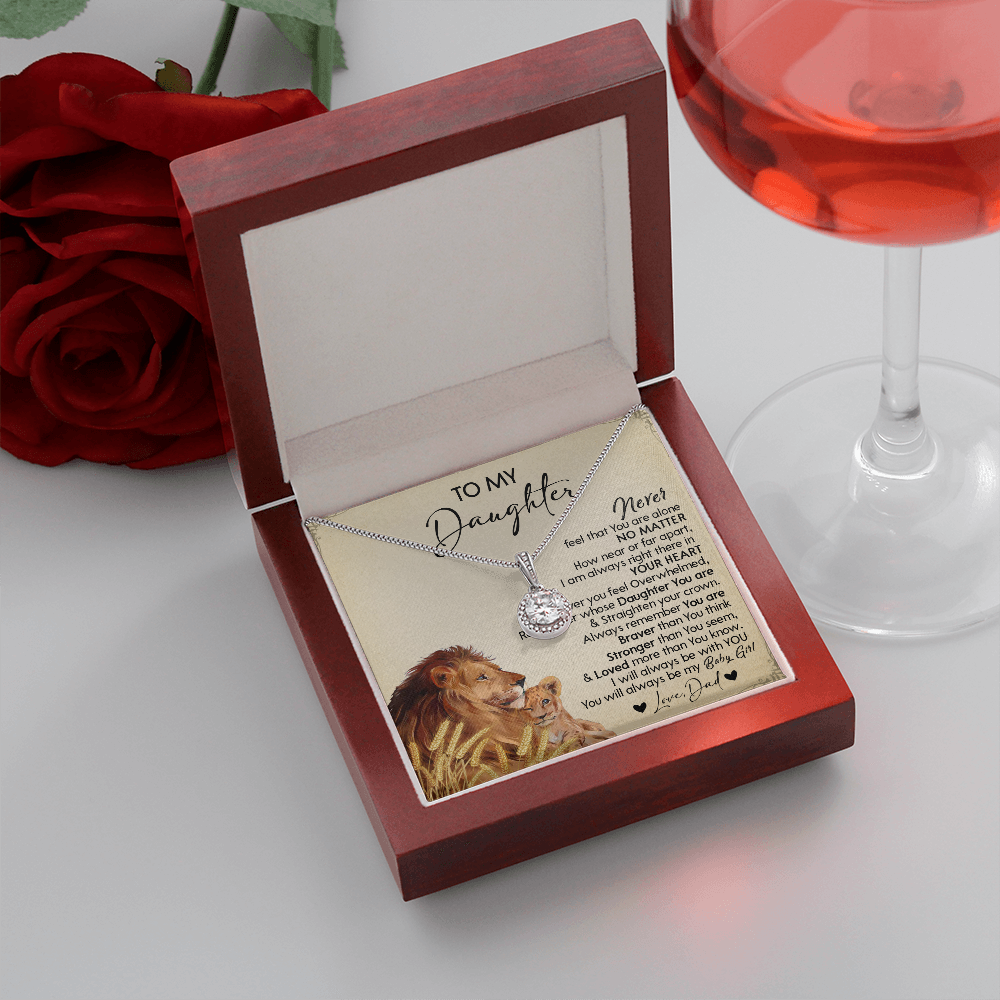 121E Necklace To My Daughter Gift From Lion Dad, You Are My Baby Girl, Birthday Gift