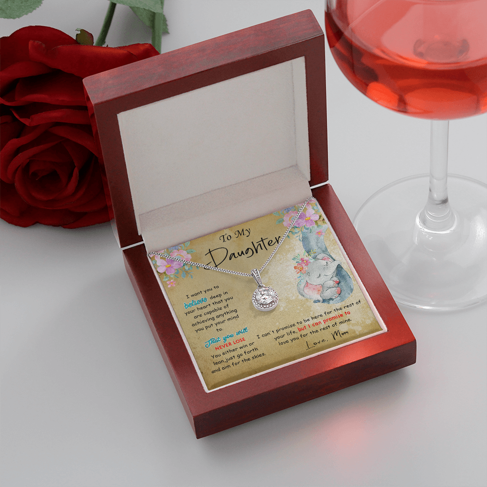 139E To My Daughter Necklace, Perfect Gift for Daughter From Elephant Mom, I Love You