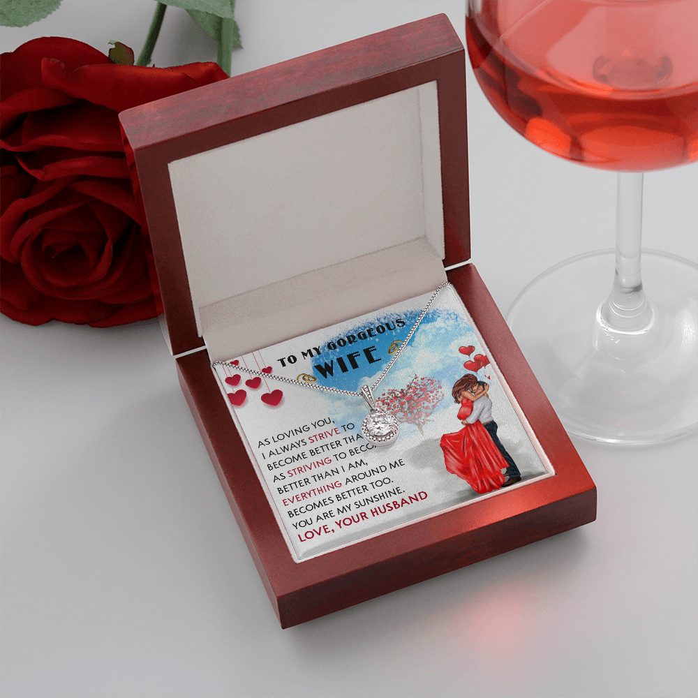 252E Necklace To My Gorgeous Wife, Love Gift for Her From Husband, Couple Necklace