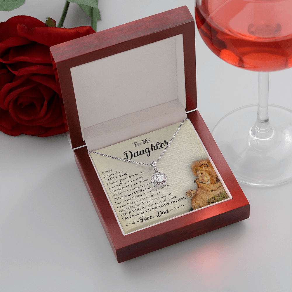 17E Necklace To My Lion Daughter, Necklace Gift for Daughter/Her, Gift From Lion Dad
