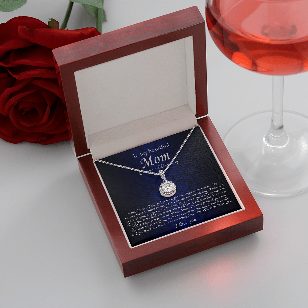138E Necklace To My Beautiful Mom On My Wedding Day, I Love You Always Necklace Gift