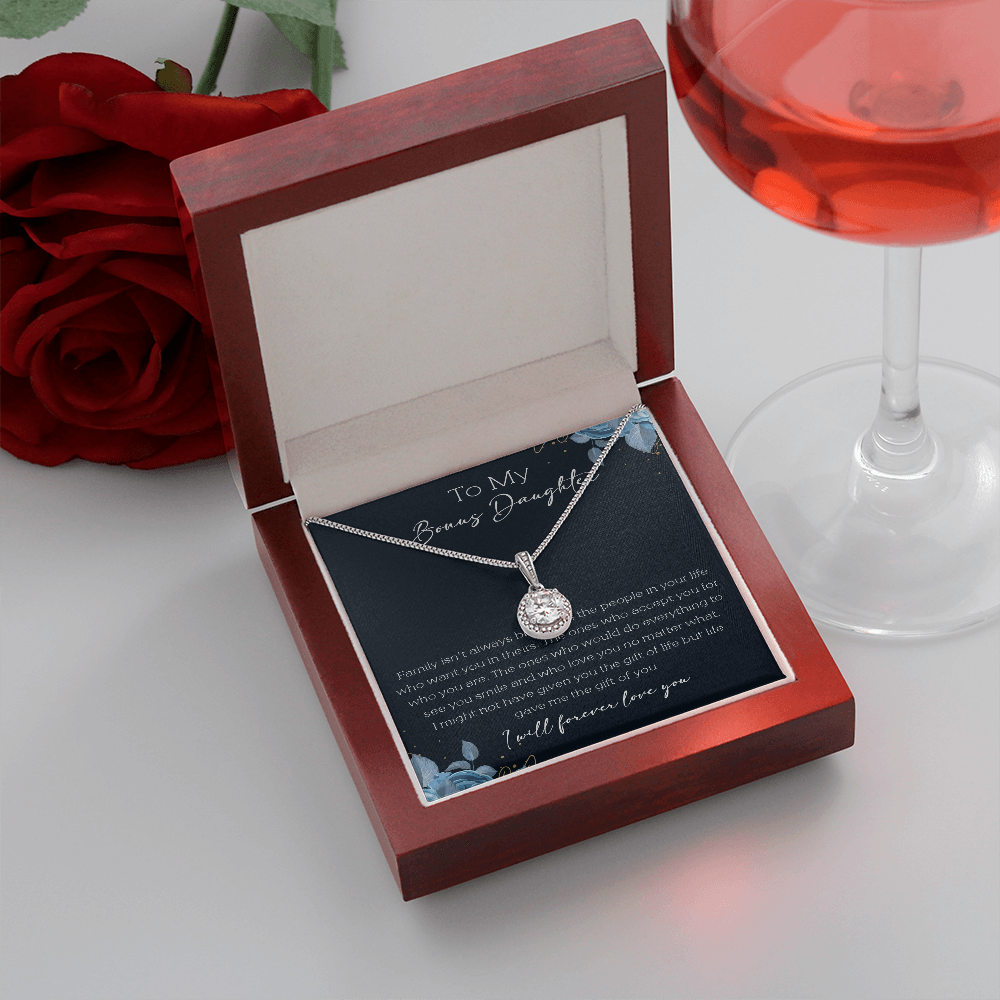 21E Cute Necklace To My Bonus Daughter, Necklace Gift for Her, Daughter From Mom Dad