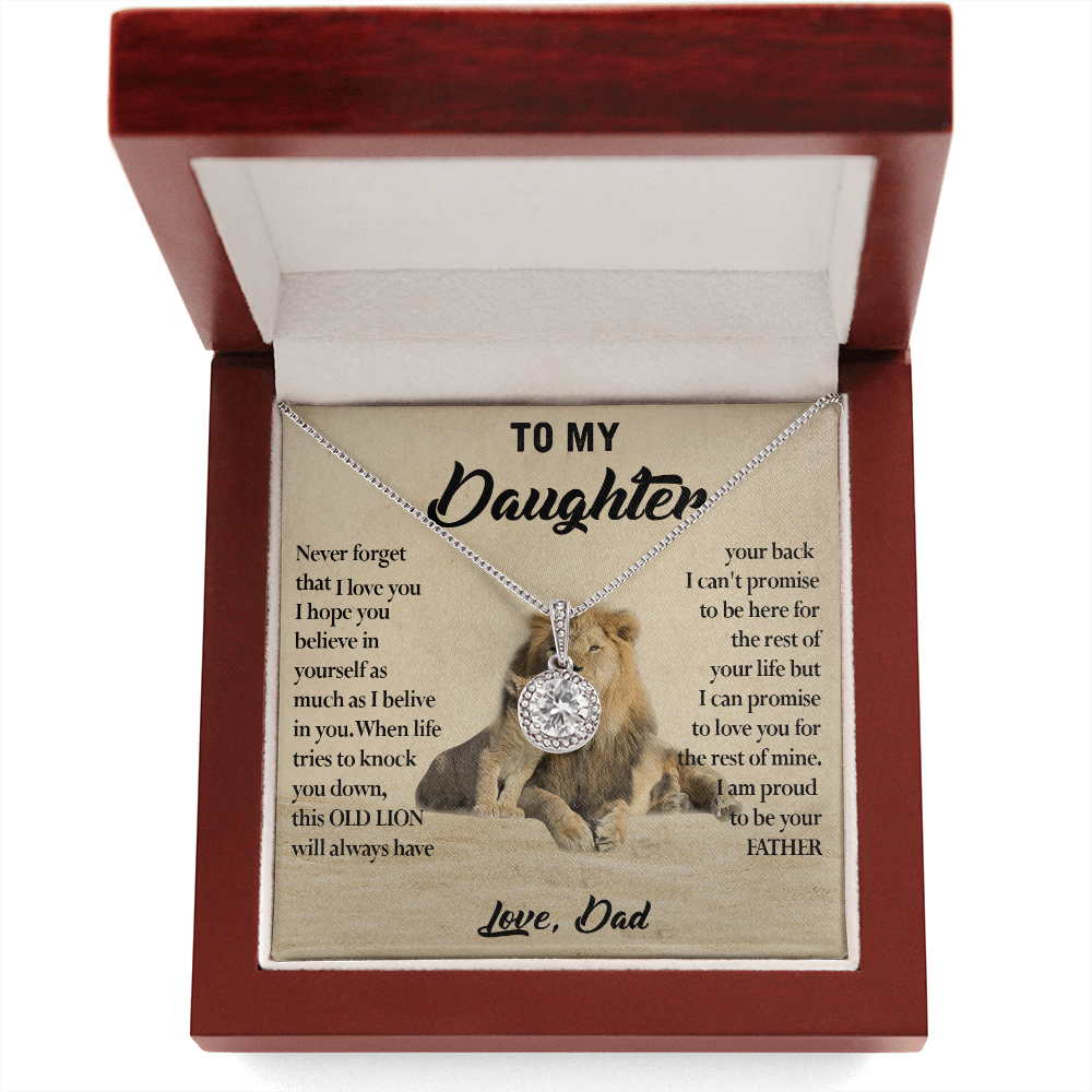 124E Necklace To My Daughter, Lion Daughter Birthday Gift from Lion Dad Necklace