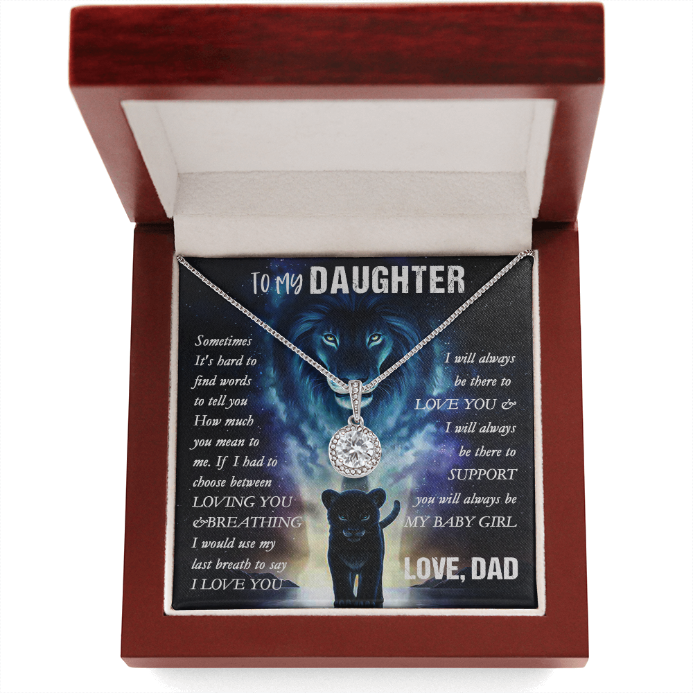 14E To my Lion Daughter Necklace, Lion Dad Gift for Daughter, My Baby Girl Necklace