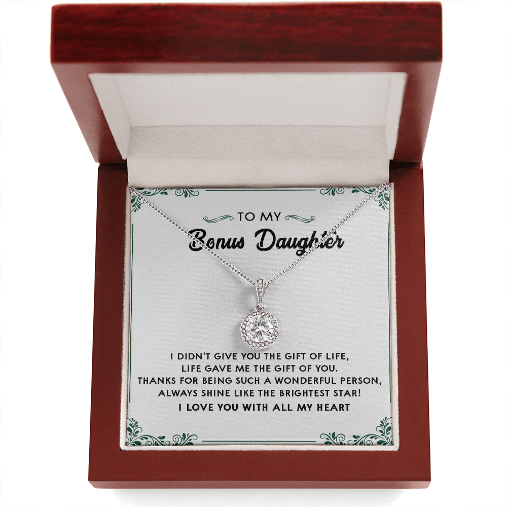 137E Perfect Gift for Bonus Daughter, Daughter Necklace, I Love You With All My Heart