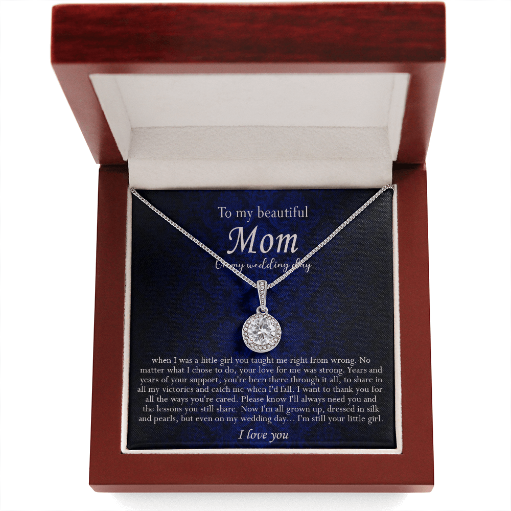 138E Necklace To My Beautiful Mom On My Wedding Day, I Love You Always Necklace Gift
