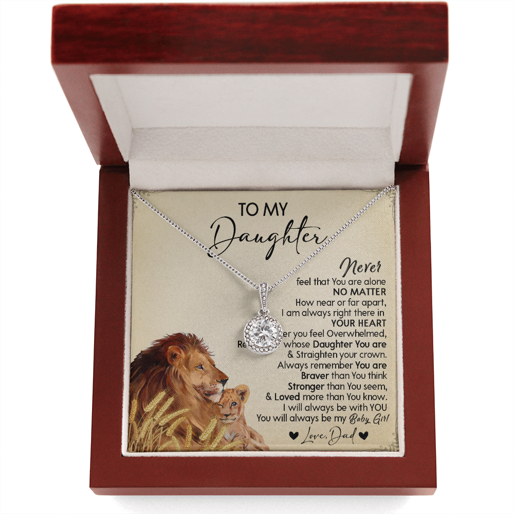 121E Necklace To My Daughter Gift From Lion Dad, You Are My Baby Girl, Birthday Gift