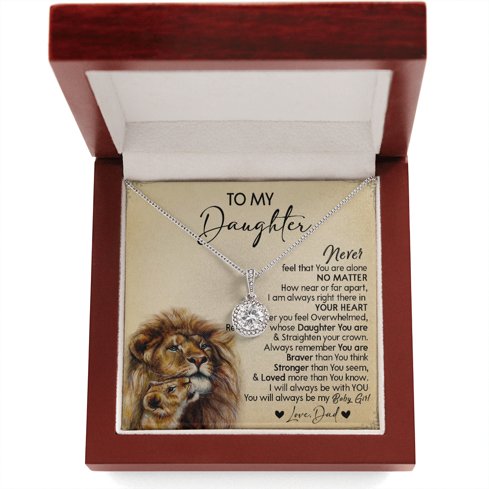 128E Necklace To My Daughter, Gift for Daughter, Birthday Gift, Lion Dad Necklace