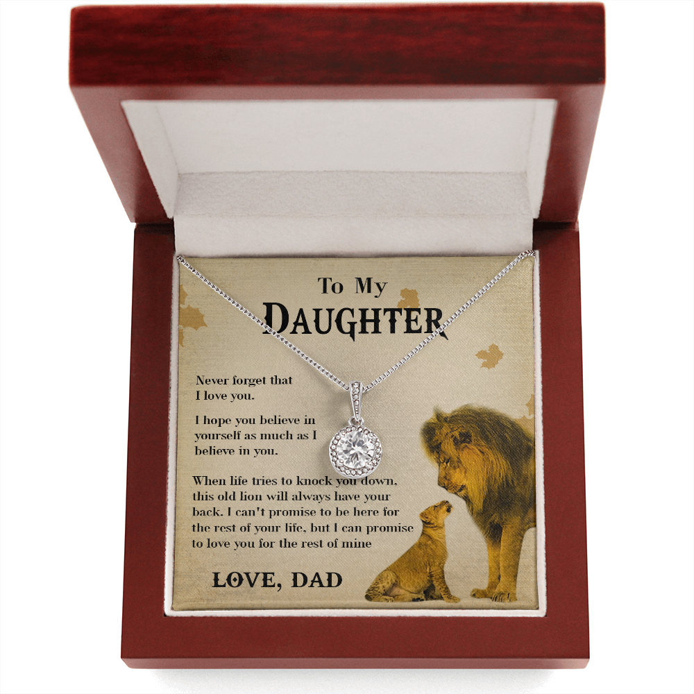 127E Necklace To My Daughter Lion, Daughter Birthday Gift, Lion Dad Necklace Gift