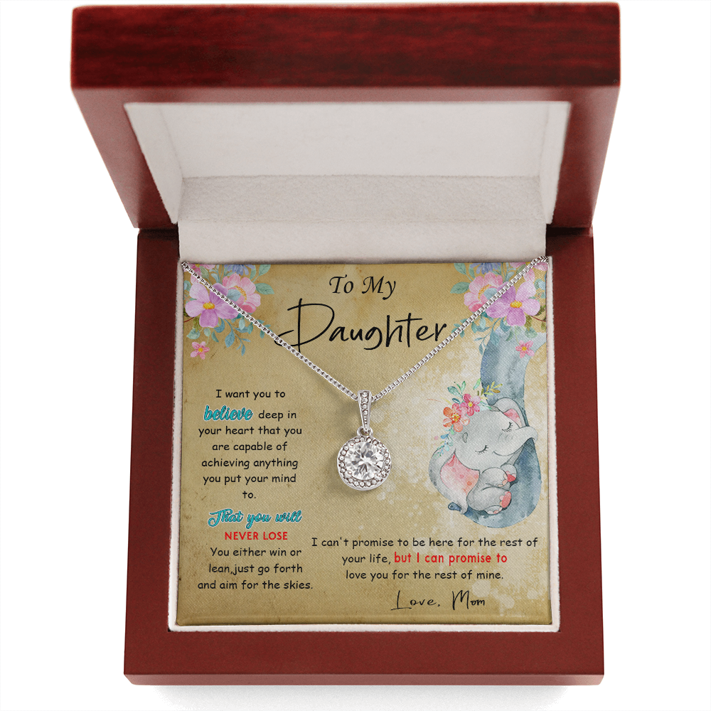 139E To My Daughter Necklace, Perfect Gift for Daughter From Elephant Mom, I Love You