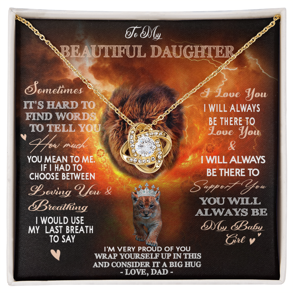 384A To My Beautiful Daughter Necklace, Lion Necklace, Gift Birthday From Dad