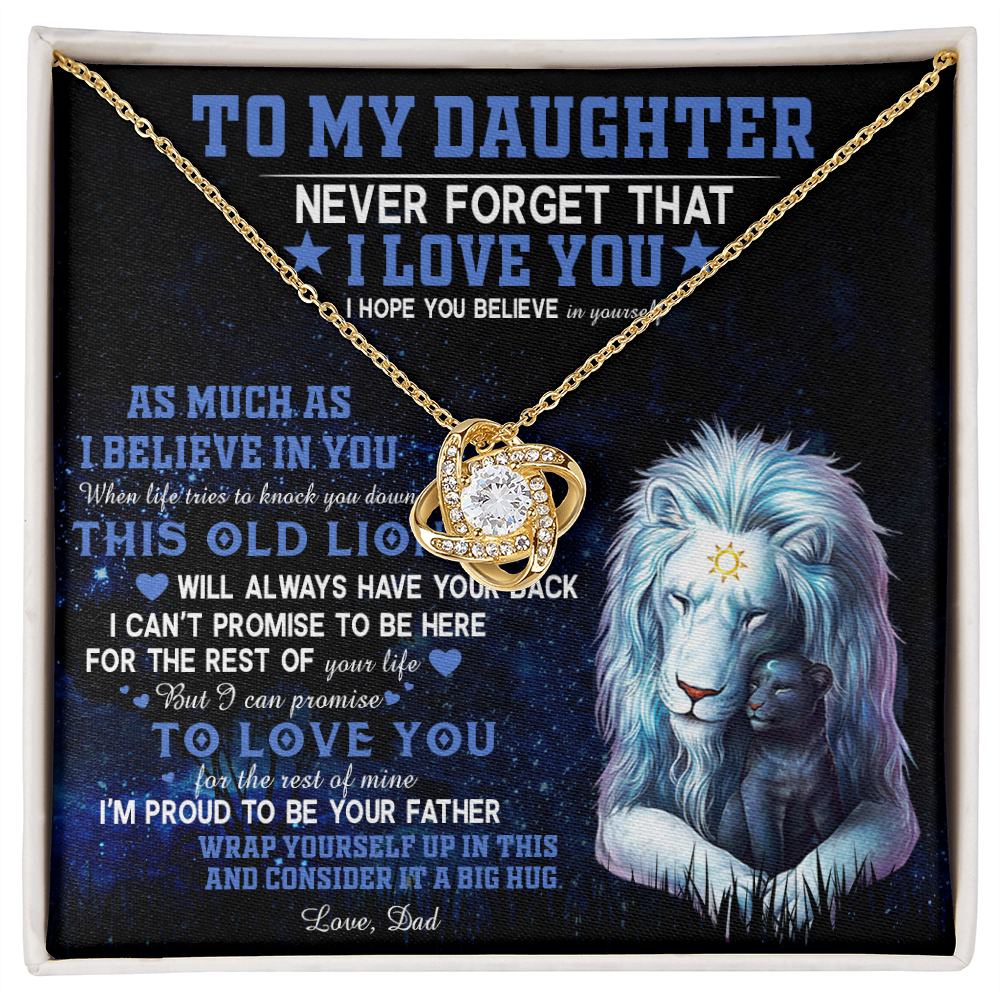 382A To My Daughter Necklace Never Forget That I Love You Necklace, Lion Necklace