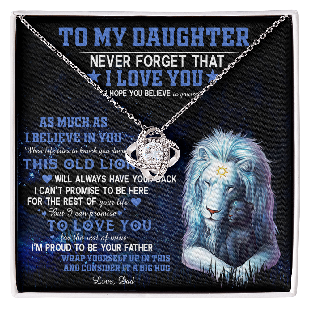382A To My Daughter Necklace Never Forget That I Love You Necklace, Lion Necklace