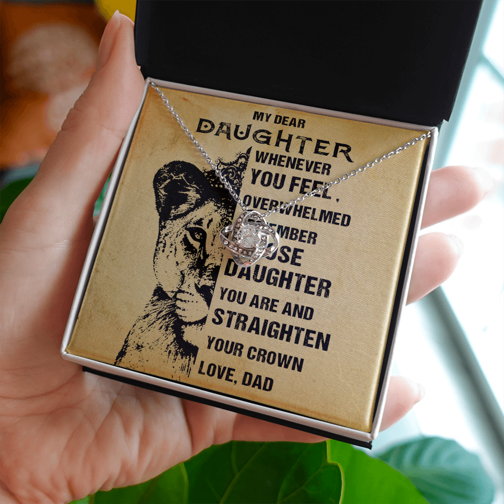 379A To My Daughter Necklace, Lion Necklace Gift Birthday, Necklace Gift From Dad
