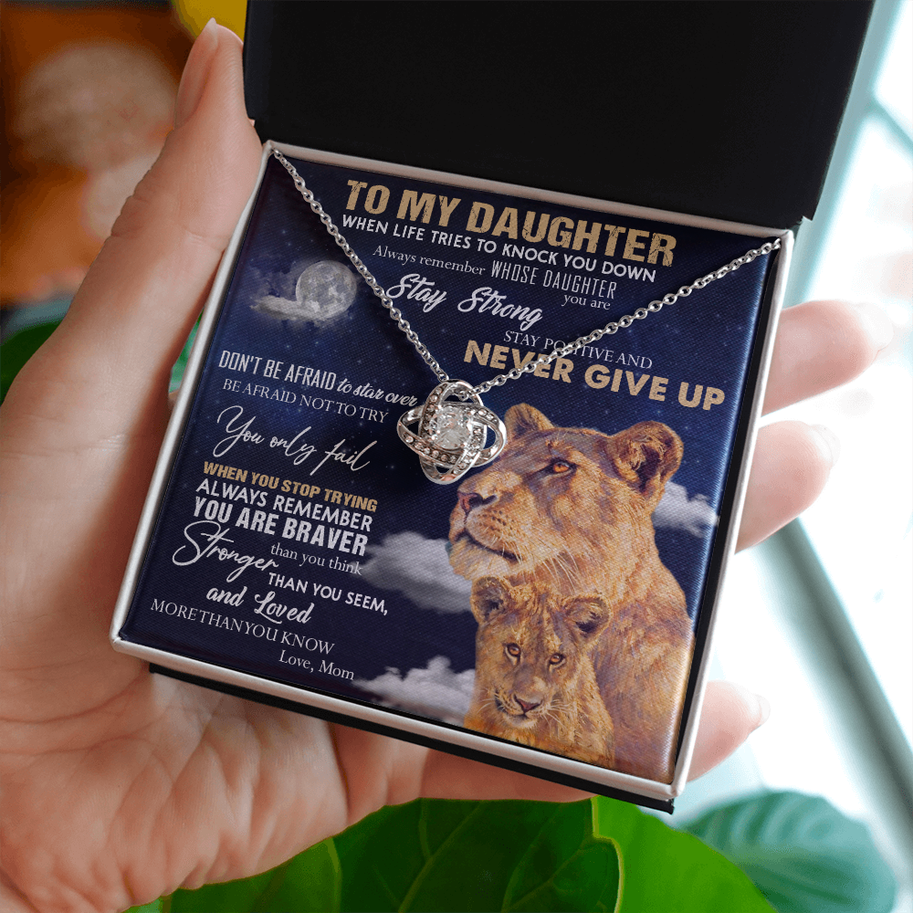 387A To My Daughter Necklace, Lion Necklace, Birthday Gift Necklace From Mom