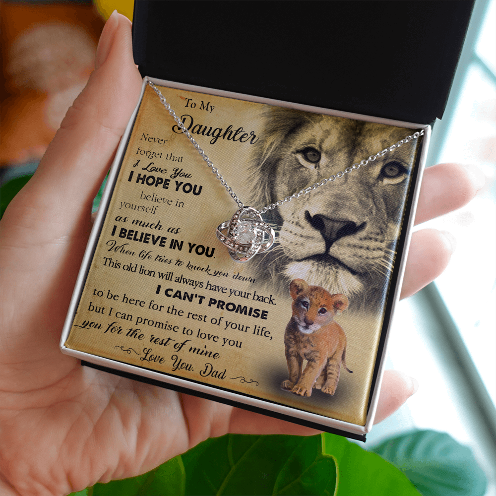 385A To My Daughter Necklace Love Dad, Lion Necklace, Gift Birthday, Holiday
