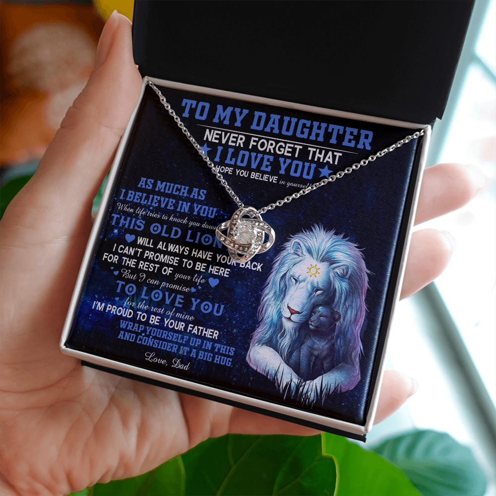 382A To My Daughter Necklace Never Forget That I Love You Necklace, Lion Necklace