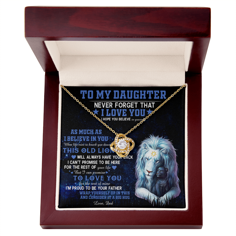 382A To My Daughter Necklace Never Forget That I Love You Necklace, Lion Necklace
