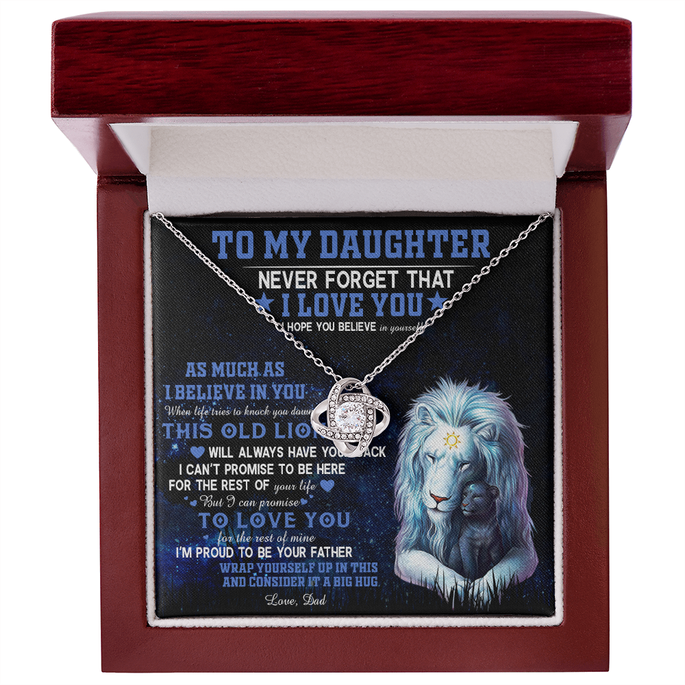 382A To My Daughter Necklace Never Forget That I Love You Necklace, Lion Necklace