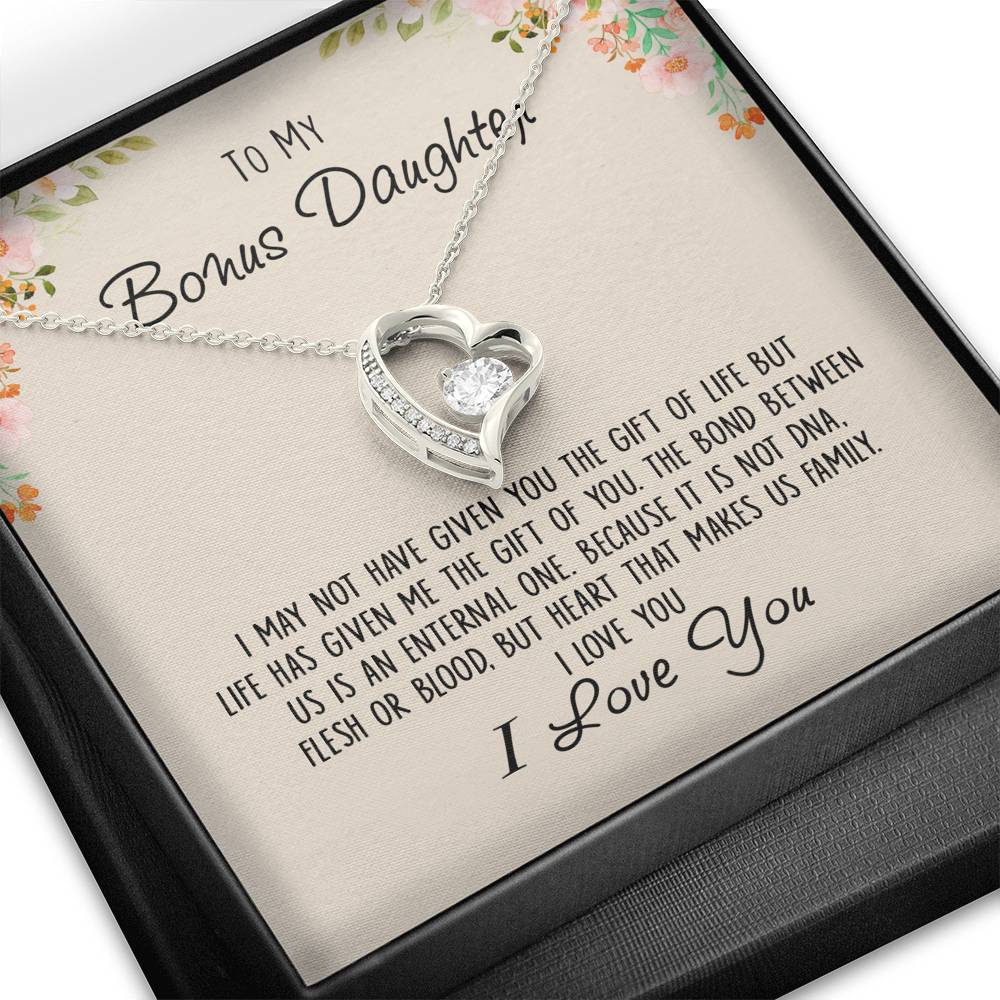 To My Bonus Daughter Unique Gift Forever Love Heart Necklace for Step Daughter 441